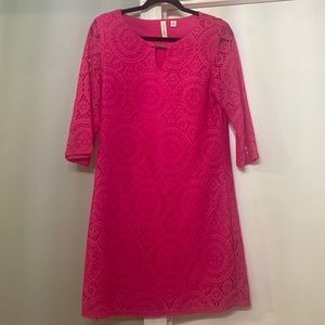 Beautiful hot pink three-quarter length sleeve dress